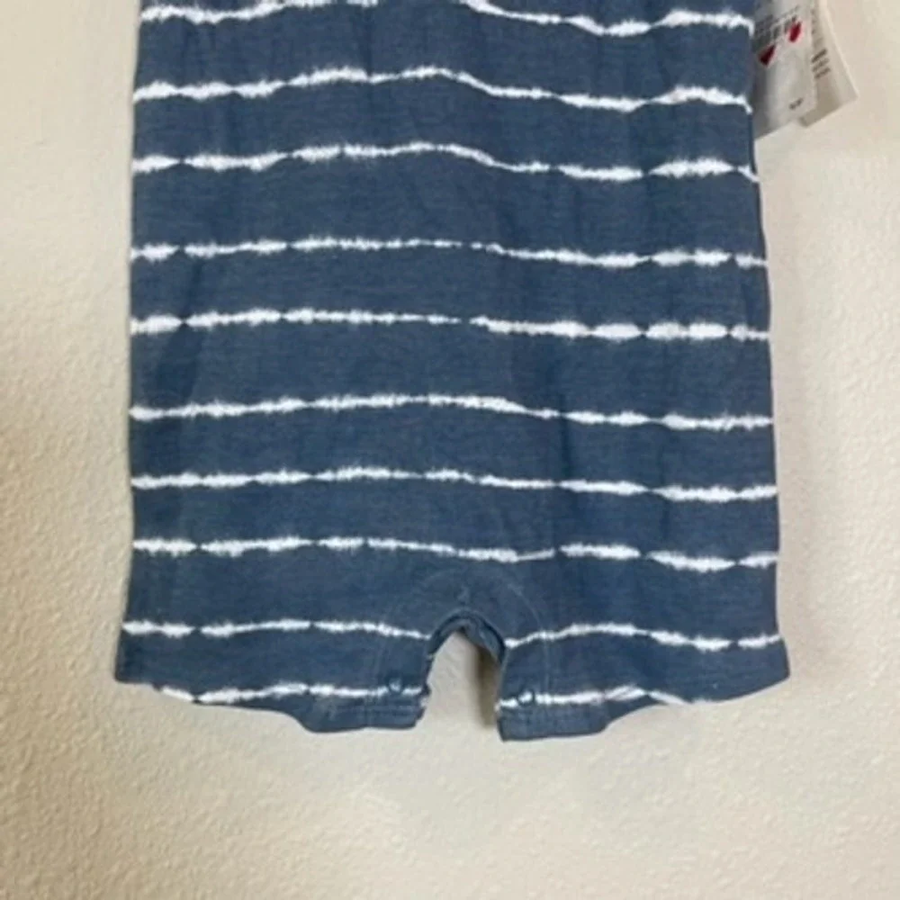 Nordstrom Baby Boy Girl 12 Months Unisex Blue Tie Dye Striped Sleeveless Romper